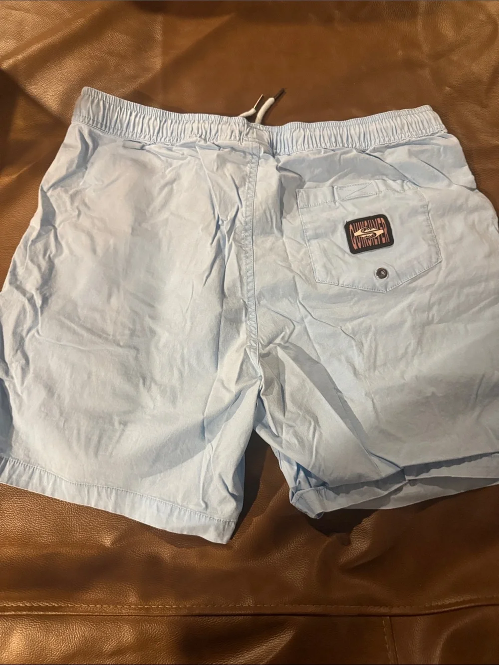 Light Blue Men's Swim Trunks with Drawstring Size Large
